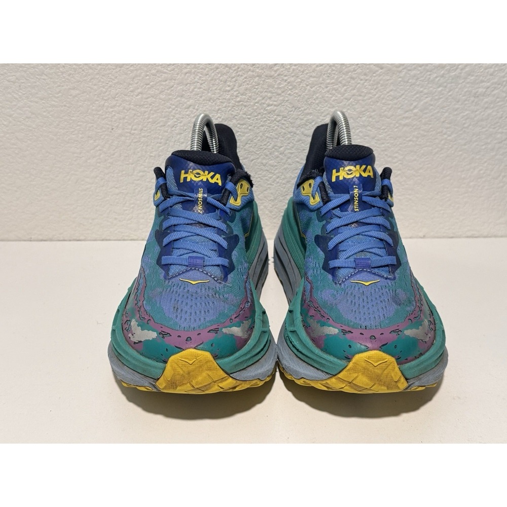 Hoka One Stinson 7 Trail Running Shoe Sz 8 Virtual Blue Tech Green 114153 - Picture 3 of 14